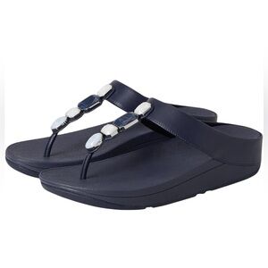 FitFlop Fino Multistone Flip Flop Sandal in Midnight Navy -  Sz 9
